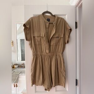 GAP Tan Short Sleeve Cargo Romper